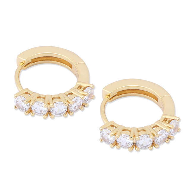 Hip hop zircon huggie earrings