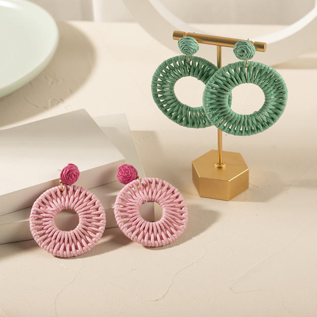 INS wax line braided ring earrings for women