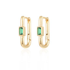 Unique U shape real gold plated color cz huggie earrings