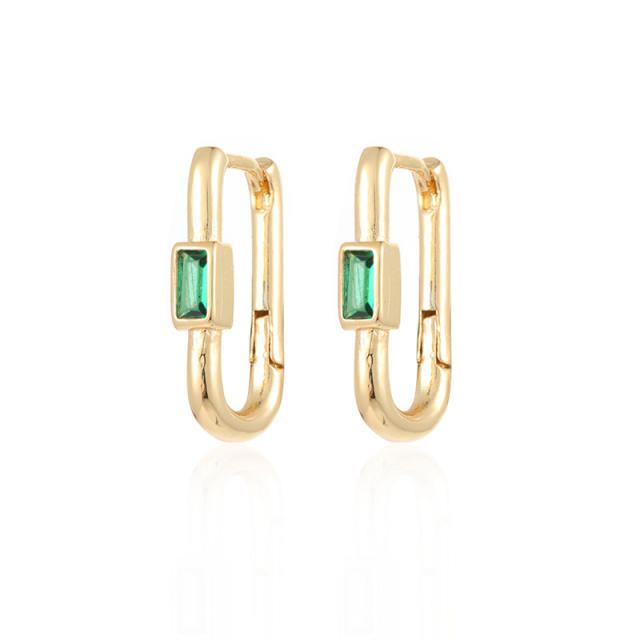Unique U shape real gold plated color cz huggie earrings