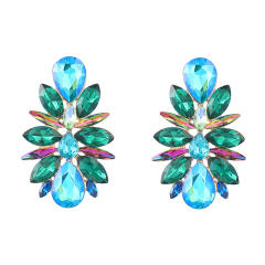 Luxury color glass crystal women ear studs