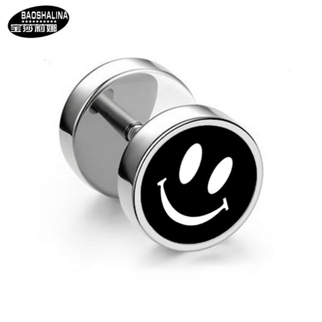 Pentagram titanium dumbbell black earings