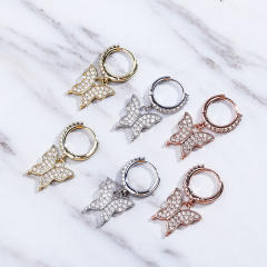 Hip hop zircon butterfly earrings