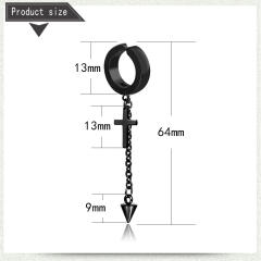 Black punk titanium steel cross earrings