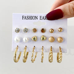 6pcs cute pink color enamel earrings set