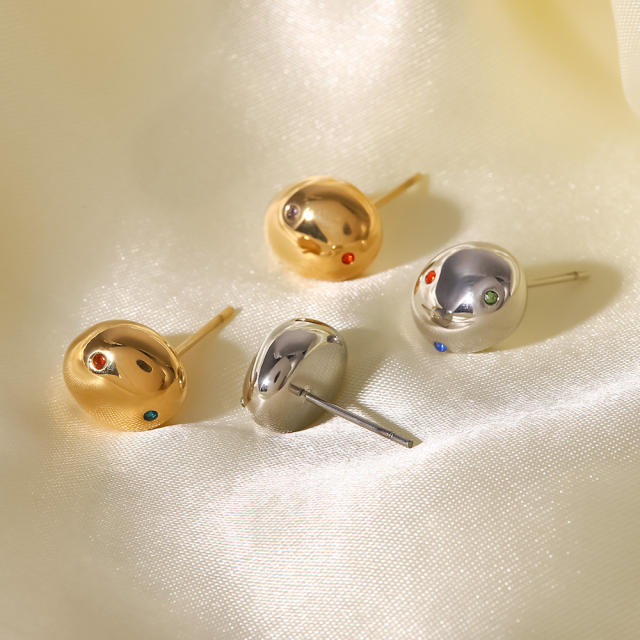14KG stainless steel oval shape ear studs