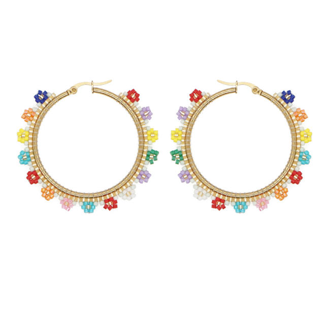 Miyuki beads handmade daisy hoop earrings