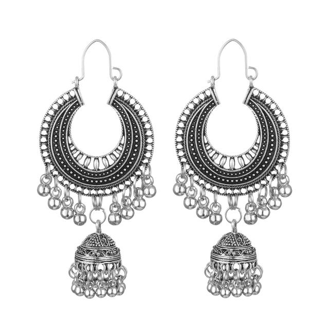 Vintage bell shape metal jhumka earrings for women