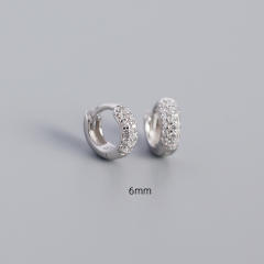 S925 three line cubic zircon huggie earrings