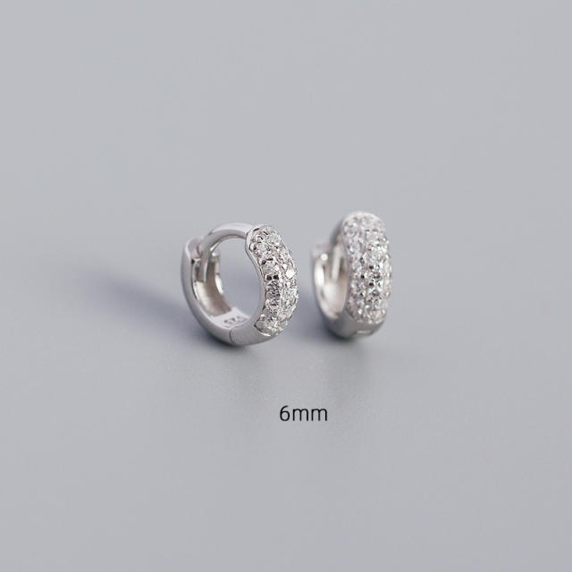 S925 three line cubic zircon huggie earrings