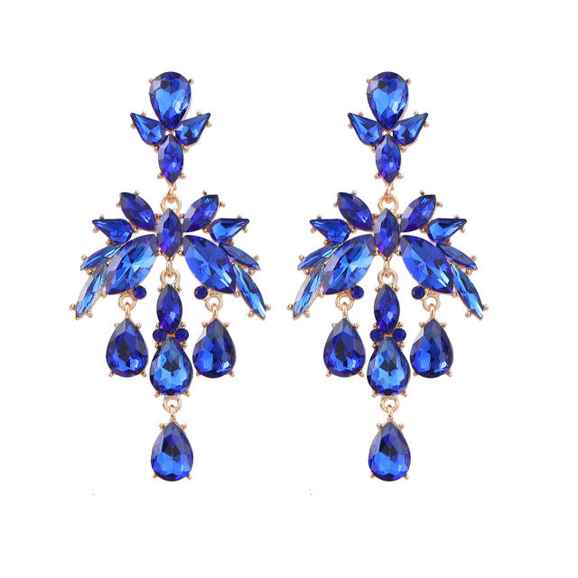 Luxury drop glass crystal statement earrings