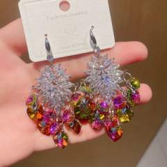 Luxury color crystal diamond dangle earrings