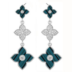 Classic color clover rhinestone dangle earrings
