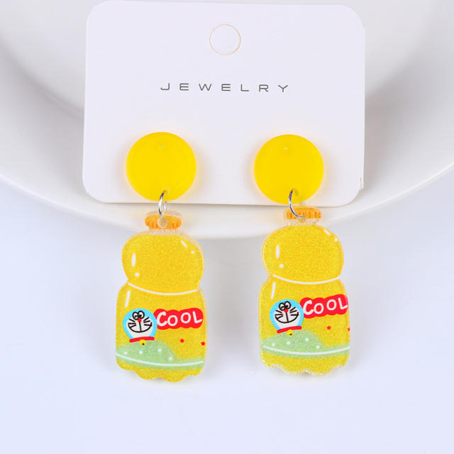 Cute cartoon drink bottle earrings
