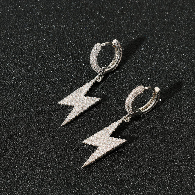 Hip hop lightning pendant earrings