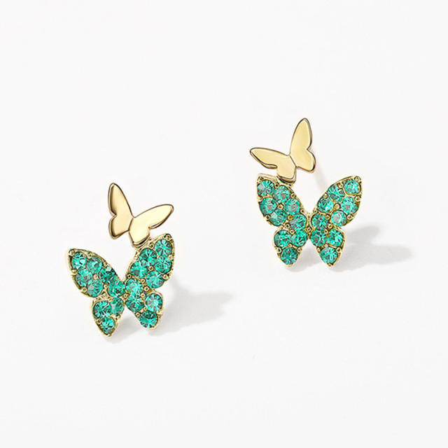 Elegant tiny butterfyl rhinestone ear studs