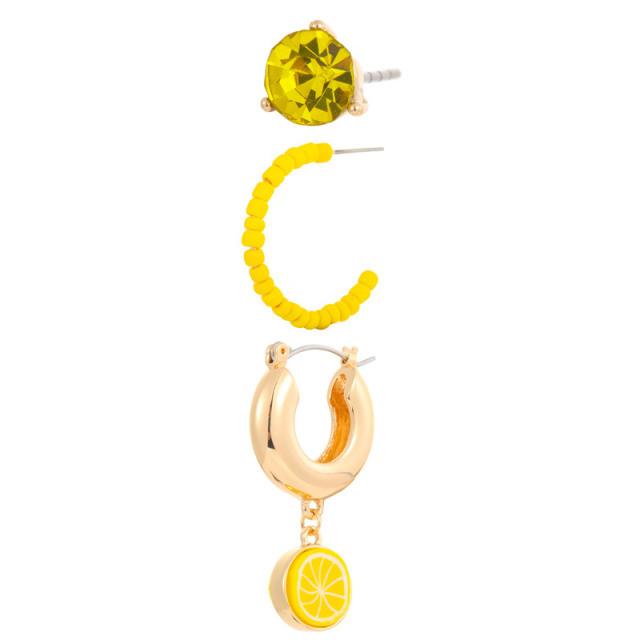 Cute fruit color seed beads earrings set 3pcs