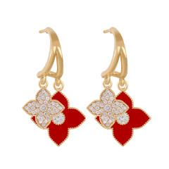 Korean fashion rhinestone color clover earrings
