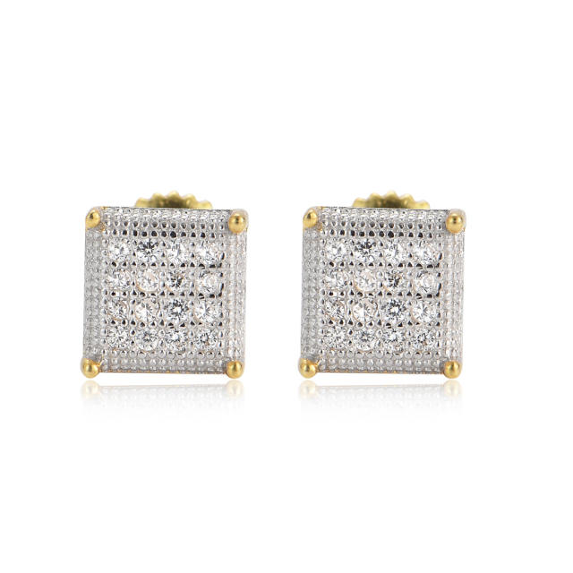 Hip hop zircon stud earrings