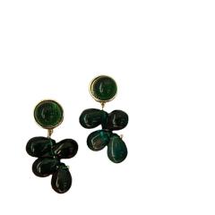 Baroque green color beads dangle earrings