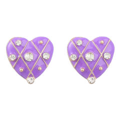 INS color enamel heart cute ear studs