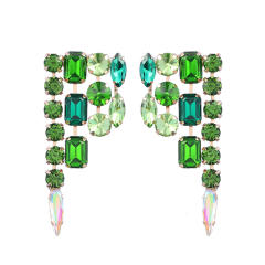 Geometric design statement rhinestone earrings
