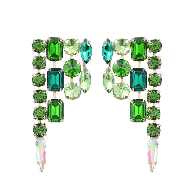 Geometric design statement rhinestone earrings