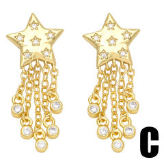 Popular star tassel 18KG copper ear studs