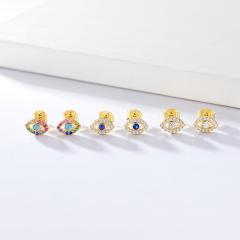 S925 sterling silver evil eye ear studs