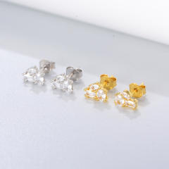 S925 sterling silver cubic zircon ear studs
