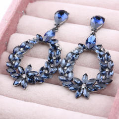 Luxury navy blue glass crystal earings