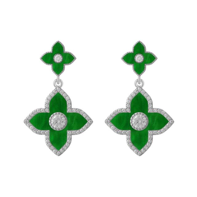 Korean fashion color clover earrings