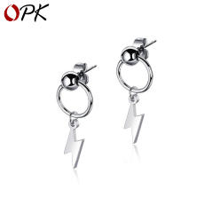 Fashion titanium steel lightning earrings