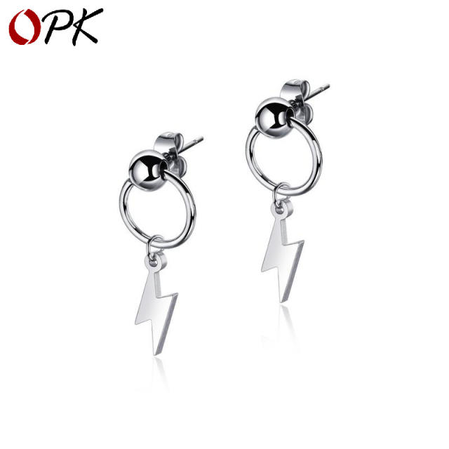 Fashion titanium steel lightning earrings