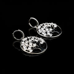 Hip hop zircon tree of life pendant earrings