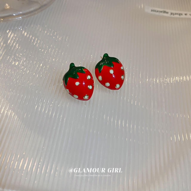 Sweet strawberry summer ear studs