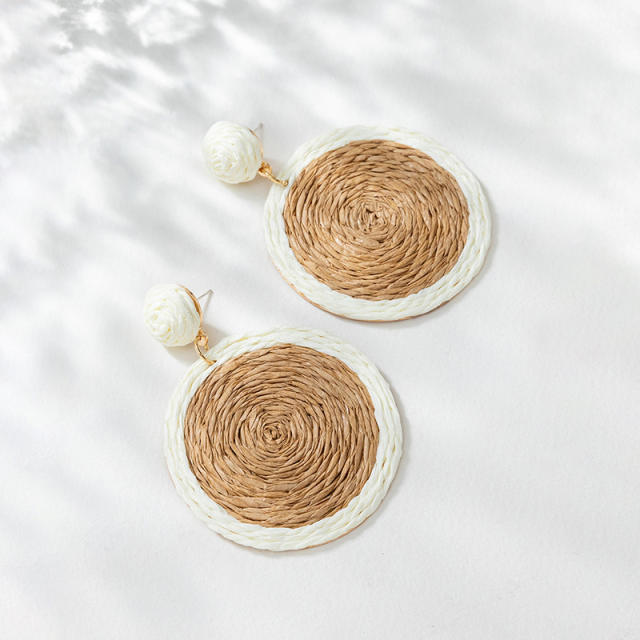 Boho straw earrings for women
