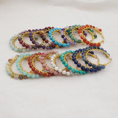 6mm amethyst agate natural stone hoop earrings