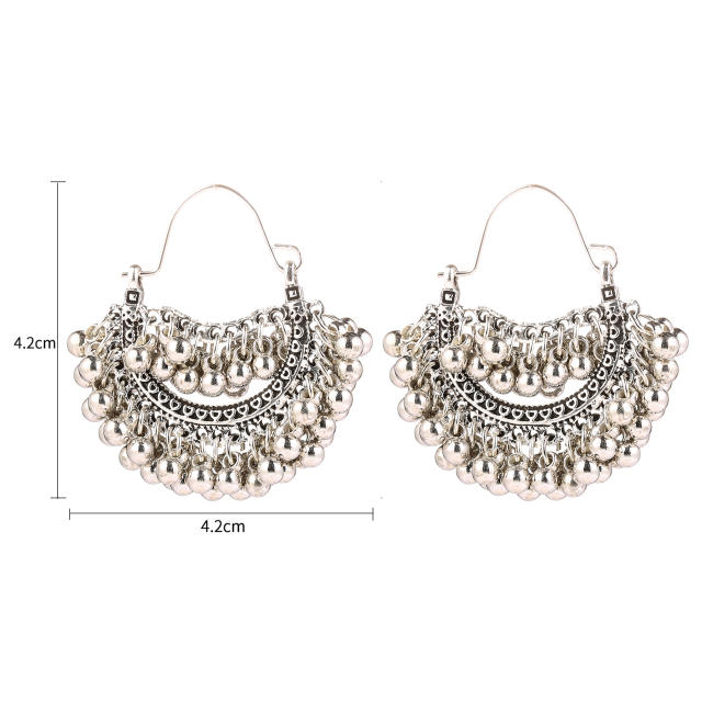 Hollow out metal beaded jhumka earrings