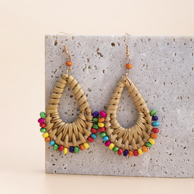 Boho colorful beads tassel vintage women earrings