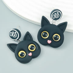 White black color cute cat ins earrings