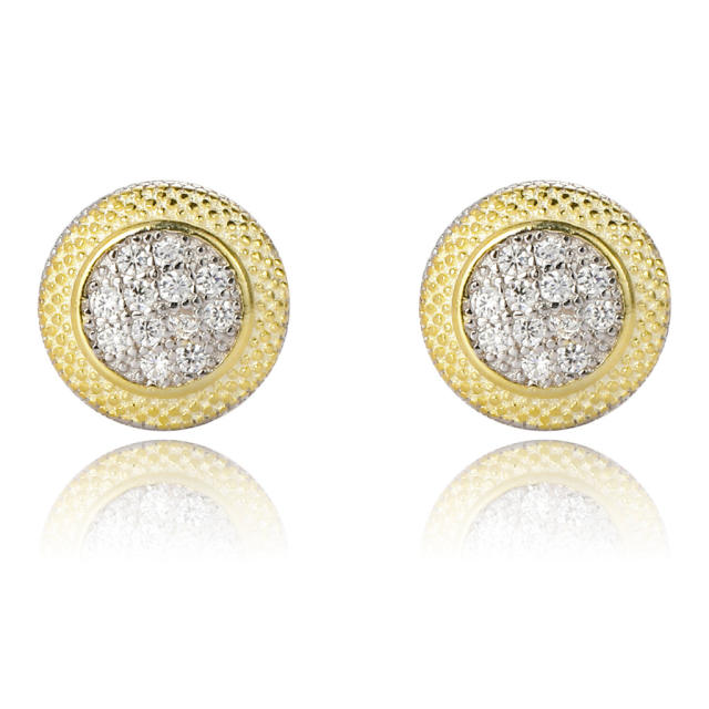 Hip hop zircon silver stud earrings