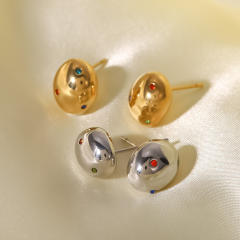 14KG stainless steel oval shape ear studs