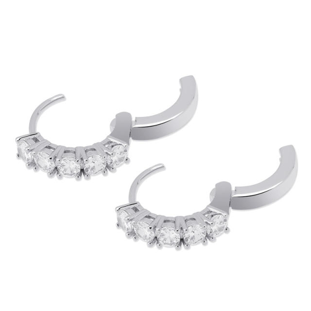 Hip hop zircon huggie earrings