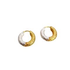 Personality two tone huggie earrings