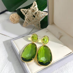 INS geometric drop gem stone personality earrings