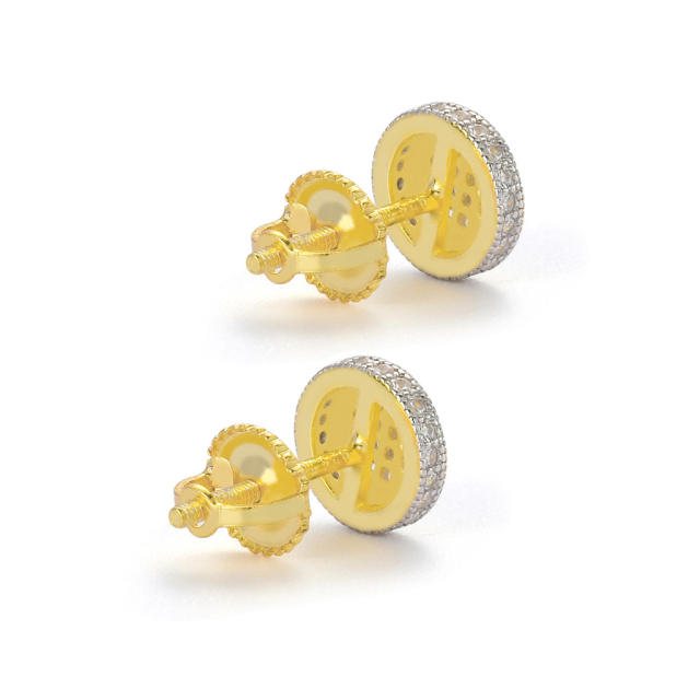 Hip hop zircon silver stud earrings