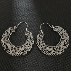 Vintage hollow Totem hoop earrings
