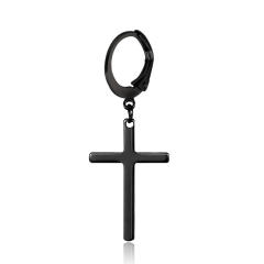 Black titanium steel cross earrings