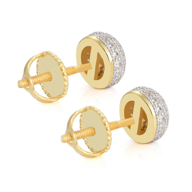 Hip hop zircon stud earrings